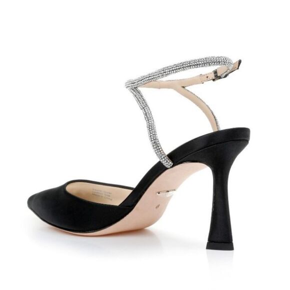 Badgley Mischka Kamilah Pointed Toe Stiletto in Black Satin - Picture 10 of 12
